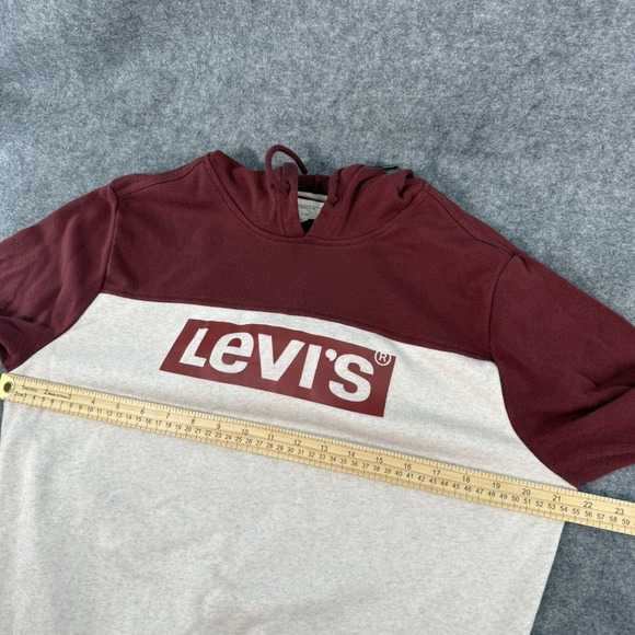 Levi's Sweatshirt Unisex Medium Maroon Colorblock Hoodie Logo Long Sleeve Casual - Picture 11 of 13
